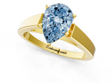 Yellow gold Fancy Blue Pear  Solitaire Engagement Ring with Four-Prong Setting and Tapered Band_4