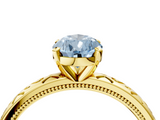 Yellow gold Fancy Blue Pear  Solitaire Engagement Ring with Scrollwork Band and Four-Prong Setting_120
