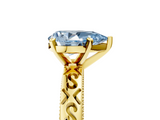 Yellow gold Fancy Blue Pear  Solitaire Engagement Ring with Scrollwork Band and Four-Prong Setting_121