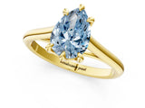 Yellow gold Fancy Blue Pear  Solitaire Engagement Ring with Six-Prong Setting and Classic Band 2