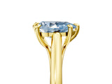 Yellow gold Fancy Blue Pear  Solitaire Engagement Ring with Six-Prong Setting and Classic Band