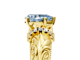 Yellow gold Fancy Blue Pear  Solitaire Filigree Engagement Ring with Halo and Prong Setting_73