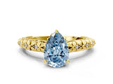 Yellow gold Fancy Blue Pear  Solitaire Floral Milgrain Engagement Ring_29
