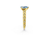 Yellow gold Fancy Blue Pear  Solitaire Floral Milgrain Engagement Ring_31