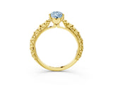 Yellow gold Fancy Blue Pear  Solitaire Floral Milgrain Engagement Ring_32