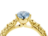 Yellow gold Fancy Blue Pear  Solitaire Floral Milgrain Engagement Ring_33