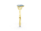 Yellow gold Fancy Blue Pear  Solitaire Heart Prong Engagement Ring with Tapered Band_57