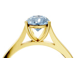 Yellow gold Fancy Blue Pear  Solitaire Heart Prong Engagement Ring with Tapered Band_59