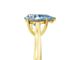 Yellow gold Fancy Blue Pear  Solitaire Heart Prong Engagement Ring with Tapered Band_60