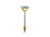 Yellow gold Fancy Blue Pear  Solitaire Marquise Side Stone Prong Setting Ring_45