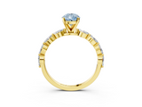 Yellow gold Fancy Blue Pear  Solitaire Marquise Side Stone Prong Setting Ring_46