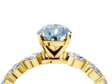 Yellow gold Fancy Blue Pear  Solitaire Marquise Side Stone Prong Setting Ring_47