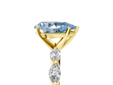Yellow gold Fancy Blue Pear  Solitaire Marquise Side Stone Prong Setting Ring_48