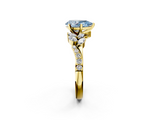 Yellow gold Fancy Blue Pear  Solitaire Marquise Twist Band with Six-Prong Setting_78
