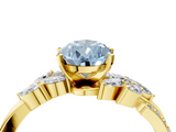 Yellow gold Fancy Blue Pear  Solitaire Marquise Twist Band with Six-Prong Setting_80