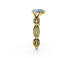 Yellow gold Fancy Blue Pear  Solitaire Milgrain Diamond Engagement Ring with Bezel and Marquise Band_110