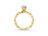 Yellow gold Fancy Blue Pear  Solitaire Milgrain Diamond Engagement Ring with Bezel and Marquise Band_111