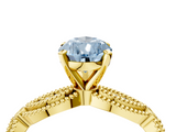 Yellow gold Fancy Blue Pear  Solitaire Milgrain Diamond Engagement Ring with Bezel and Marquise Band_112