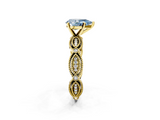 Yellow gold Fancy Blue Pear  Solitaire Milgrain Diamond Engagement Ring with Bezel and Marquise Band_116
