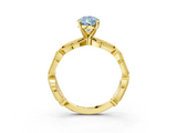 Yellow gold Fancy Blue Pear  Solitaire Milgrain Diamond Engagement Ring with Bezel and Marquise Band_117