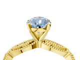Yellow gold Fancy Blue Pear  Solitaire Milgrain Diamond Engagement Ring with Bezel and Marquise Band_118