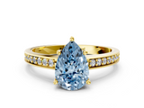 Yellow gold Fancy Blue Pear  Solitaire Pavé Band Prong Setting Ring_20
