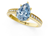 Yellow gold Fancy Blue Pear  Solitaire Pavé Band Prong Setting Ring_21
