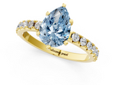 Yellow gold Fancy Blue Pear  Solitaire Pavé Band with Four-Prong Setting_169