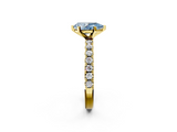 Yellow gold Fancy Blue Pear  Solitaire Pavé Band with Four-Prong Setting_170