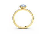 Yellow gold Fancy Blue Pear  Solitaire Pavé Band with Four-Prong Setting_171