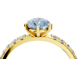Yellow gold Fancy Blue Pear  Solitaire Pavé Band with Four-Prong Setting_172
