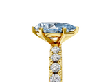 Yellow gold Fancy Blue Pear  Solitaire Pavé Band with Four-Prong Setting_173