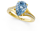 Yellow gold Fancy Blue Pear  Solitaire Pavé Band with Four-Prong Setting_29