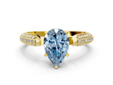 Yellow gold Fancy Blue Pear  Solitaire Pavé Diamond Engagement Ring with Four-Prong Setting_120