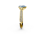 Yellow gold Fancy Blue Pear  Solitaire Pavé Diamond Engagement Ring with Four-Prong Setting_122