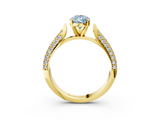 Yellow gold Fancy Blue Pear  Solitaire Pavé Diamond Engagement Ring with Four-Prong Setting_123