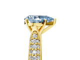 Yellow gold Fancy Blue Pear  Solitaire Pavé Diamond Engagement Ring with Four-Prong Setting_125