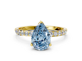 Yellow gold Fancy Blue Pear  Solitaire Pavé Diamond Engagement Ring with Four-Prong Setting_42