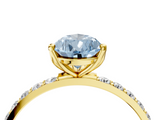 Yellow gold Fancy Blue Pear  Solitaire Pavé Diamond Engagement Ring with Four-Prong Setting_46