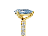 Yellow gold Fancy Blue Pear  Solitaire Pavé Diamond Engagement Ring with Four-Prong Setting_47