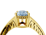 Yellow gold Fancy Blue Pear  Solitaire Pavé Diamond Milgrain Engagement Ring with Four-Prong Setting_14