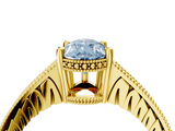 Yellow gold Fancy Blue Pear  Solitaire Pavé Diamond Milgrain Engagement Ring with Four-Prong Setting_7