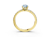 Yellow gold Fancy Blue Pear  Solitaire Pave Diamond Engagement Ring with Four-Prong Setting_260