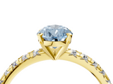 Yellow gold Fancy Blue Pear  Solitaire Pave Diamond Engagement Ring with Four-Prong Setting_261