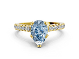 Yellow gold Fancy Blue Pear  Solitaire Pave Diamond Engagement Ring with Prong Setting_20