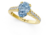 Yellow gold Fancy Blue Pear  Solitaire Pave Diamond Engagement Ring with Prong Setting_21