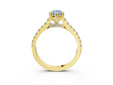 Yellow gold Fancy Blue Pear  Solitaire Pave Diamond Engagement Ring with Prong Setting_23