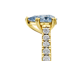 Yellow gold Fancy Blue Pear  Solitaire Pave Diamond Engagement Ring with Prong Setting_25