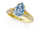 Yellow gold Fancy Blue Pear  Solitaire Pave Split Shank Engagement Ring with Six-Prong Setting_38