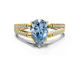 Yellow gold Fancy Blue Pear  Solitaire Split Shank Pavé Diamond Engagement Ring_378